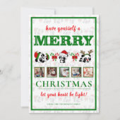 Gepersonaliseerde Kerstmis Panda's Vakantie Feestdagenkaart (Voorkant)