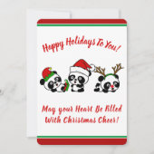 Gepersonaliseerde Kerstmis Panda's Vakantie Kaart (Voorkant)