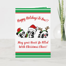 Gepersonaliseerde Kerstmis Panda's Vakantie Kaart