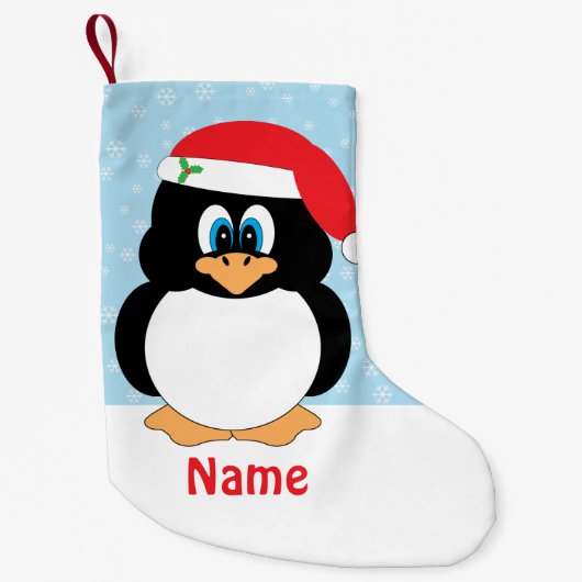 Gepersonaliseerde Kerstmis Pinguïn Kleine Kerstsok (Voorkant)