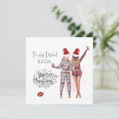 Gepersonaliseerde Kerstmis pyjama Zuster Kerstkaar Kaart (Staand voorkant)