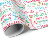 Gepersonaliseerde Kerstmis Typografie Cadeaupapier (Rol Hoek)