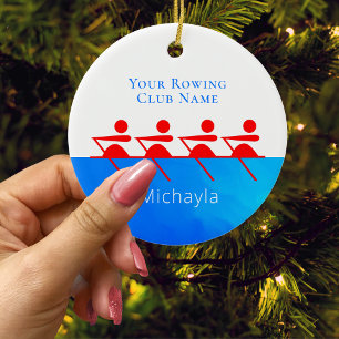 Gepersonaliseerde kerstmis voor de Rowing Club Keramisch Ornament