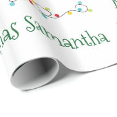 Gepersonaliseerde Kerstmislichten Naam Douane Cadeaupapier (Rol Hoek)