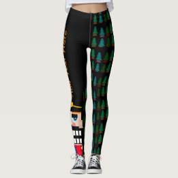 Gepersonaliseerde kerstnotenkraker in het bos leggings