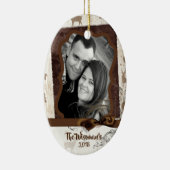 Gepersonaliseerde kerstomroep deer PHOTO-versierin Keramisch Ornament (Rechts)