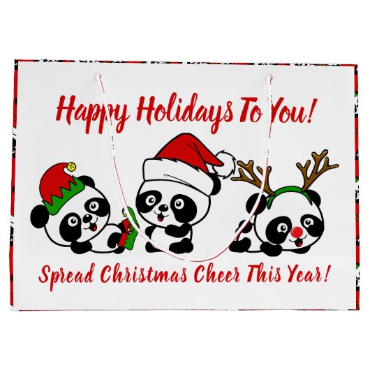 Gepersonaliseerde kerstpanda's groot cadeauzakje (Achterkant)