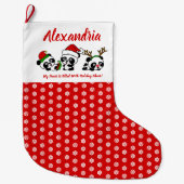 Gepersonaliseerde kerstpanda's grote kerstsok (Voorkant)