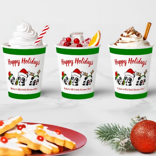 Gepersonaliseerde kerstpanda's papieren bekers