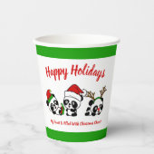 Gepersonaliseerde kerstpanda's papieren bekers (Voorkant)