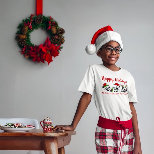 Gepersonaliseerde kerstpanda's t-shirt