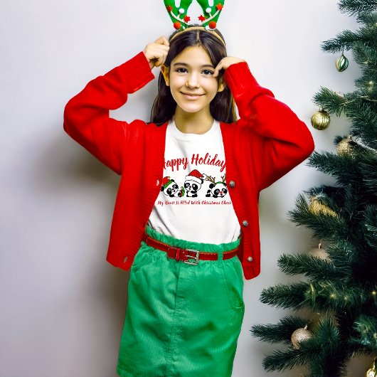 Gepersonaliseerde kerstpanda's t-shirt