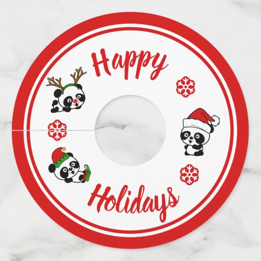 Gepersonaliseerde kerstpanda's wijnglaslabel (Voorkant)