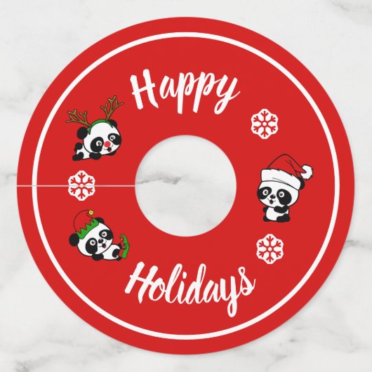 Gepersonaliseerde kerstpanda's wijnglaslabel (Achterkant)