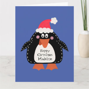 Gepersonaliseerde kerstpinguïn kaart