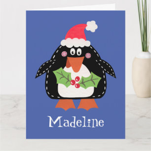Gepersonaliseerde kerstpinguïn kaart