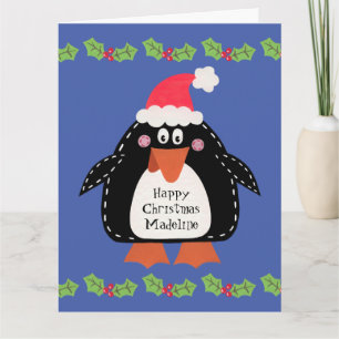 Gepersonaliseerde kerstpinguïn kaart
