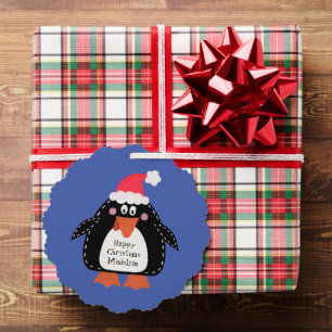 Gepersonaliseerde kerstpinguïn ornament kaart