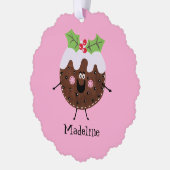Gepersonaliseerde kerstpudding ornament kaart (Links)