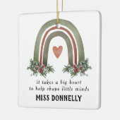 Gepersonaliseerde kerstregenboog voor leraren keramisch ornament (Links)