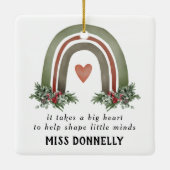 Gepersonaliseerde kerstregenboog voor leraren keramisch ornament (Achterkant)