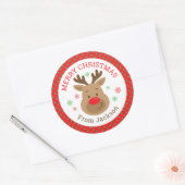 Gepersonaliseerde kerstrendierverklikster ronde sticker (Envelop)