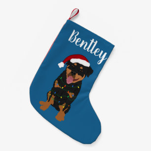 Gepersonaliseerde kerstrottweiler kleine kerstsok