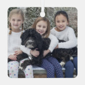 Gepersonaliseerde kerstroze bomen metalen ornament (Achterkant)