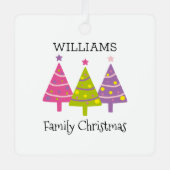 Gepersonaliseerde kerstroze bomen metalen ornament (Voorkant)