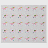 Gepersonaliseerde kerstschaatsroze dinosaur cadeaupapier (Vlak)