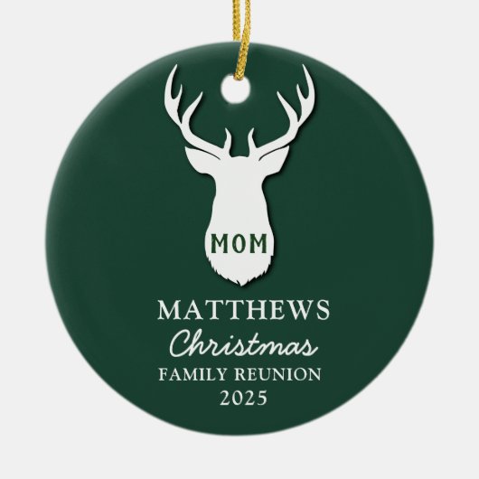 Gepersonaliseerde kerstvakantie gezinshereniging keramisch ornament (Voorkant)