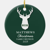 Gepersonaliseerde kerstvakantie gezinshereniging keramisch ornament (Achterkant)