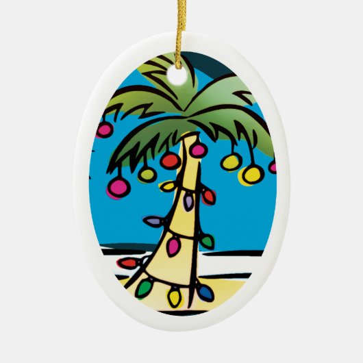 Gepersonaliseerde kerstversiering met heldere palm keramisch ornament (Voorkant)