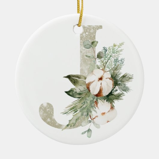 Gepersonaliseerde kerstversiering met uw initialen keramisch ornament (Voorkant)