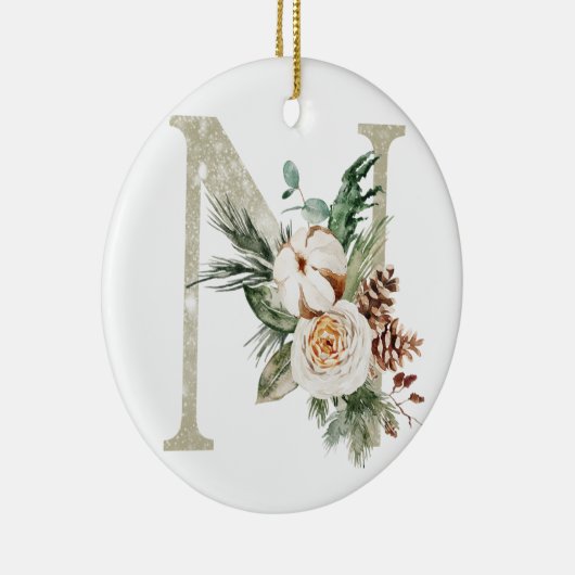 Gepersonaliseerde kerstversiering met uw initialen keramisch ornament (Rechts)