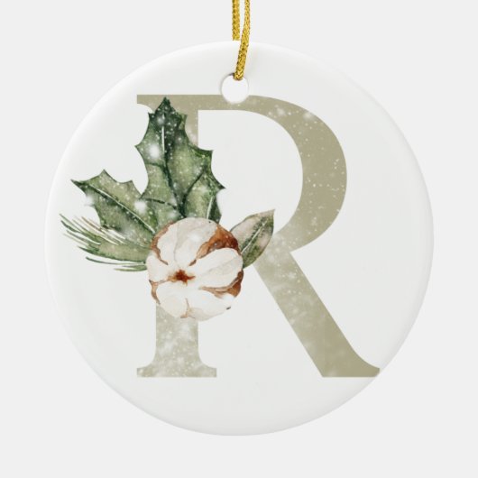 Gepersonaliseerde kerstversiering met uw initialen keramisch ornament (Voorkant)