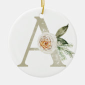Gepersonaliseerde kerstversiering met uw initialen keramisch ornament (Voorkant)