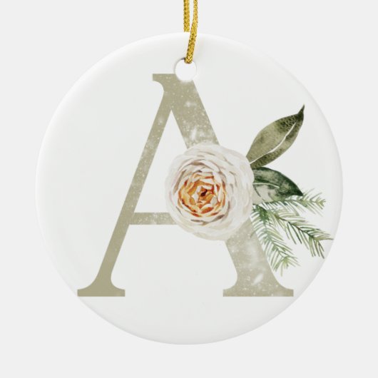 Gepersonaliseerde kerstversiering met uw initialen keramisch ornament (Voorkant)