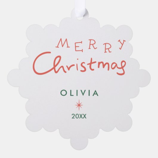 Gepersonaliseerde kerstversiering – Schattigee vak Ornament Kaart (Achterkant)