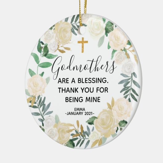 Gepersonaliseerde kerstversiering voor godmoeder keramisch ornament (Links)