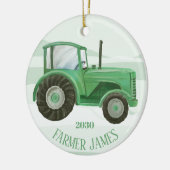 Gepersonaliseerde kerstversiering voor groene trac keramisch ornament (Links)