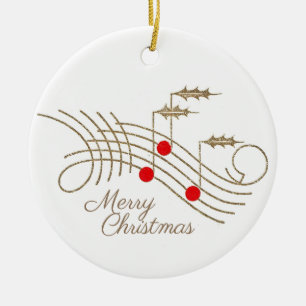Gepersonaliseerde kerstversiering voor Holly Music Keramisch Ornament