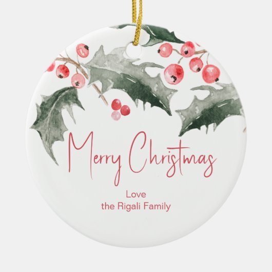 Gepersonaliseerde kerstversieringen keramisch ornament (Voorkant)