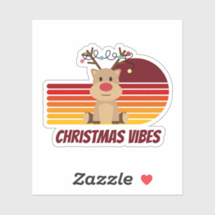 Gepersonaliseerde kerstvibes rendier sticker