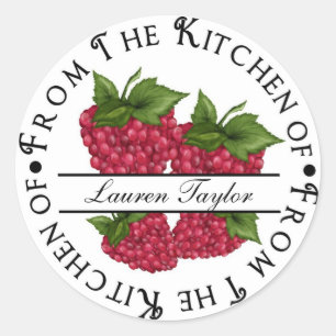 Gepersonaliseerde keuken bakken Stickers- Framboze Ronde Sticker