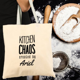 Gepersonaliseerde keuken Chaos Chef kok Foodie Gif Tote Bag