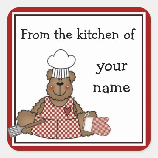 Gepersonaliseerde keuken Teddy Bear Stickers (Voorkant)
