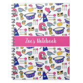 Gepersonaliseerde keukenbenodigdheden patroon naam notitieboek (Voorkant)
