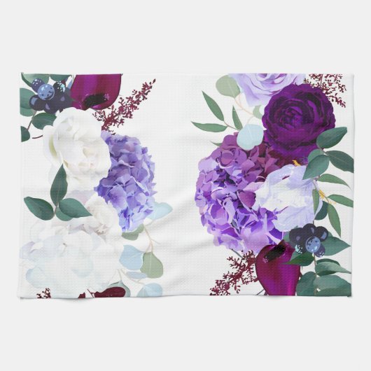 Gepersonaliseerde keukenhanddoek Lavendel Hibiscus (Horizontaal)