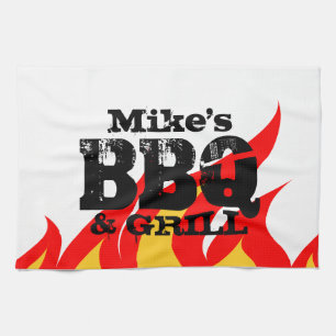 Gepersonaliseerde keukenhanddoek voor BBQ partij
